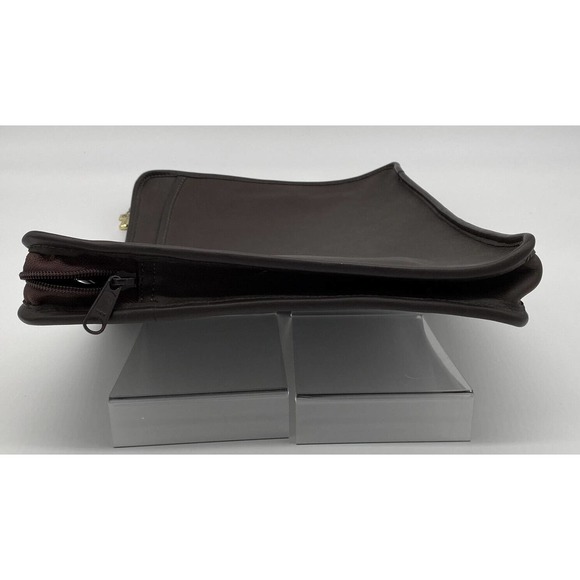 Jack Georges University Underarm Portfolio Zip Bag Leather Brown Suede Interior - Picture 7 of 7